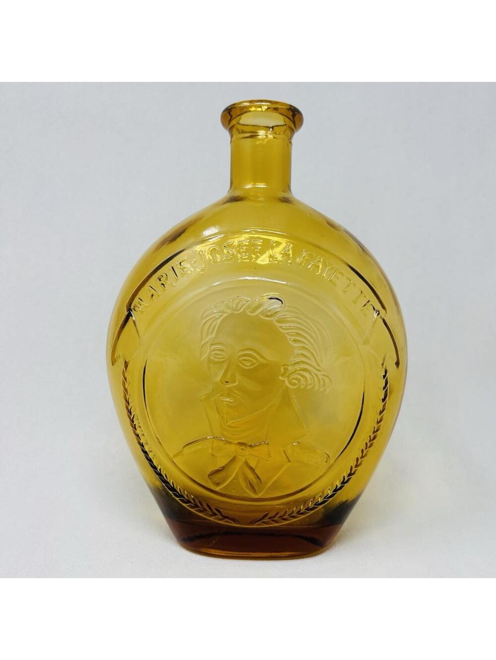 Wheaton Amber Glass Bottle VTG 8.5" Decorative MCM Glassware Embossed Bust EUC